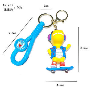 <span class=keywords><strong>Porte</strong></span>-clés en PVC souple 3D personnalisé, léger, imperméable, de haute qualité, motif dinosaure, skateboard DJ, animal de dessin animé, à faire soi-même - Product Image 4