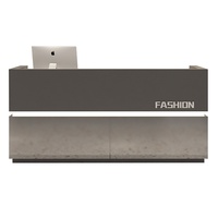 Comptoir de réception gris en acier inoxydable avec rangement pour magasins de vêtements, salons de beauté, espaces commerciaux - Design coréen moderne et minimaliste