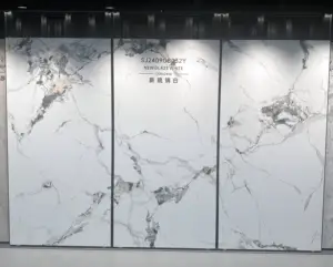 Dalles vitrifiées blanches 1200x2400 1200x2700 9mm Grandes tailles Finition mate et brillante Cuisine Salle <span class=keywords><strong>de</strong></span> bain Extérieur Comptoir <span class=keywords><strong>Jardin</strong></span> - Product Image 2