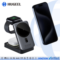 Cargador Inalámbrico Magnético 3 en 1 de 15W, Estación de Carga Inalámbrica Plegable de Escritorio, Cable Tipo-C para Teléfono 16/15, Reloj Inteligente y Auriculares