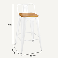 Best-seller Chaises de tabouret de bar empilables durables au design simple Chaises de bar rustiques colorées en métal avec dossier