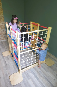 Juego de escalera triangular de escalada cuadrada personalizable para patio interior inspirado en Montessori de madera - Product Image 3