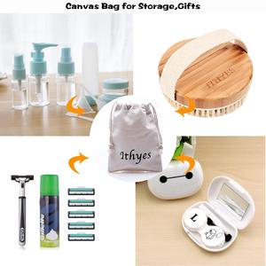 Brosse de bain en bois de bambou naturel avec logo personnalisé, brosse pour le corps, gommage à sec et exfoliation douce de la peau, avec sac en toile - Product Image 4