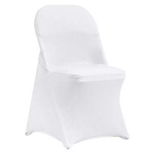White Stretch Spandex Chair <b>Slipcovers</b> 30 PCS Washable Removable Universal Seat Covers for Folding Kitchen Chairs Wedding Party - Product Image 1