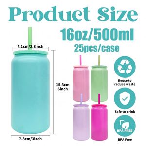 Stainless Steel Vacuum Insulated Cold Drink <b>Double</b> <b>Walled</b> Macaron Sublimation Metal 16oz Can Cups - Product Image 2