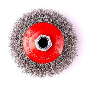 2 pak 4 inci sikat roda kawat keriting kasar 4 1/2 Gerinda sudut 5/8 inci-11 Arbor berulir 0.014 inci baja karbon - Product Image 2