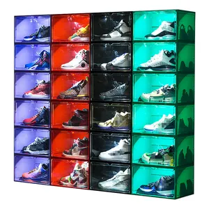Großhandel Aufbewahrung sbox faltbare Schuh behälter Aufbewahrung sbox klare Schuh Aufbewahrung sbox LED Licht