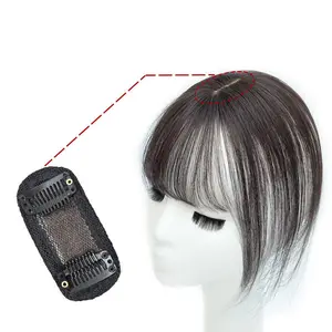 AU Fringe Clip Trong Phần Mở Rộng Tóc Bangs Tự Nhiên Da Đầu Tóc Con Người Toppers Tóc Nối