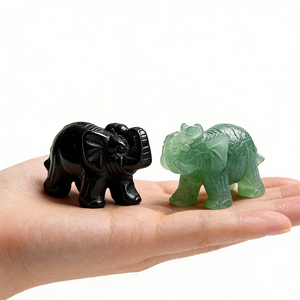 Figurine d'éléphant sculptée à la main, <span class=keywords><strong>statuette</strong></span> en cristal, pierre précieuse gravée, ornement de guérison Reiki pour la décoration de la maison et cadeau de bureau - Product Image 4