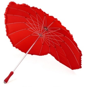 23 Inch Heart Shape Chinese Wedding <b>Umbrella</b> Decoration Red Color Straight Wedding Parasol <b>Umbrella</b> pink - Product Image 1