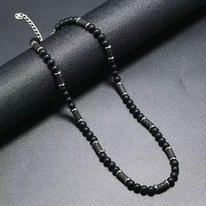 Collar de Cuentas de Piedra Natural de Ágata de 6 mm al por Mayor, Collar de Moda de Piedra de Ojo de Tigre y <span class=keywords><strong>Lava</strong></span> - Product Image 4