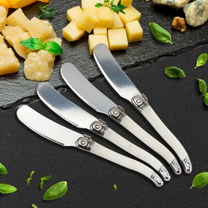 Couteau à beurre <span class=keywords><strong>Laguiole</strong></span> en acier inoxydable avec manche en plastique blanc, spatule à beurre multifonctionnelle, épandeur de confiture, trancheur à gâteau, trancheur à <span class=keywords><strong>fromage</strong></span> - Product Image 2