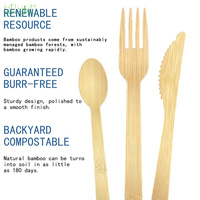 Fournisseur d'ensembles de couverts jetables écologiques en bambou, vaisselle compostable comprenant fourchette, couteau, assiettes biodégradables, OEM