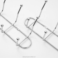 Support mural polyvalent en acier au carbone argenté électrolytique à double rangée avec 5 crochets pour outils et sacs – Design minimaliste