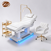 Table de massage électrique professionnelle pour soins du visage avec lumière d'ambiance LED, lit de massage électrique inclinable pour cils, table de spa