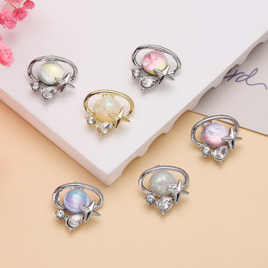 Alloy Ring Planet Pendant <b>Opal</b> Star Shape DIY Jewelry Findings For <b>Bracelet</b> Necklace Accessories 15x16.5mm - Product Image 1