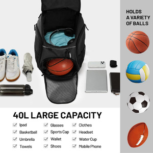 LINGKE Sac de sport multifonctionnel pour le football Sac à dos de gymnastique pour équipement de sport Sac à dos de basket-<span class=keywords><strong>ball</strong></span> 30-40L avec compartiment à balles - Product Image 5