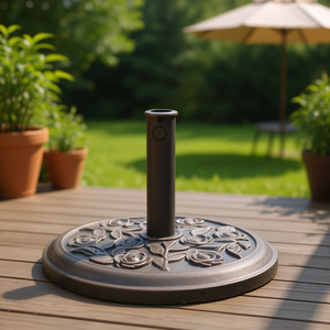 Base Redonda de Resina para Sombrilla, 19.8 Libras, Diseño de Rosas en Relieve, para Sombrillas de Patio, Uso en Exteriores - Product Image 2