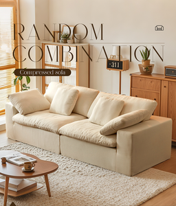 Modular Convertible Sectional <b>Sofa</b> Set Compressed <b>Modern</b> Minimalist Style Corduroy Fabric for Apartment & Hotel Use - Product Image 4