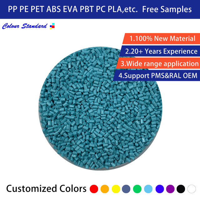 PC Filler-Free Teal Plastic Color Masterbatch 77180 Food Grade Fibers for Fitness Equipment Shells and Dumbbell Covers OEM