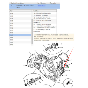 ข้อต่อท่อระบายความร้อนน้ำมันเครื่อง 4800267AA สำหรับ Dodge Chrysler Town and Country ปี 2005-2021 - Product Image 6