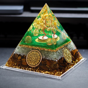 Citrine <b>Tree</b> <b>Crystal</b> Pyramid Resin Ornament Home Desktop Decoration Yellow Design - Product Image 3