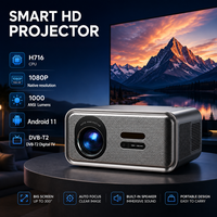Projecteur Android TV 30000 Lumens 1080P Full HD compatible 4K WiFi, projecteur de cinéma maison intelligent avec projection de 300 pouces