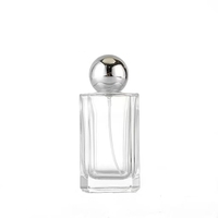 Flacons de parfum carrés en verre 30ml 50ml 100ml avec bouchons sphériques en bois or, argent, noir pour diffuseur à bâtonnets, prêts pour sérigraphie