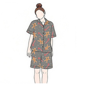 <strong>Unisex</strong> Luxury Breathable Cotton Summer Vacation <strong>Pajamas</strong> Short Sleeve Sleepwear Elastic Waist Personalized <strong>Christmas</strong> Themed - Product Image 4