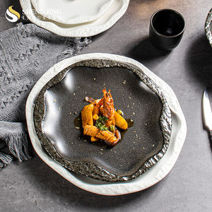 Horno de cerámica nórdica, <span class=keywords><strong>gres</strong></span> esmaltado en blanco y negro, porcelana, restaurante, textura de <span class=keywords><strong>roca</strong></span>, juegos de vajilla, vajilla de catering al por mayor - Product Image 4