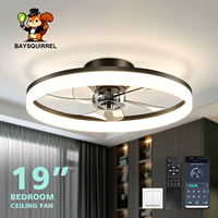 Ventilateur de plafond moderne sans pales de 19 pouces avec lumière et télécommande, 3000K-6500K, intensité variable, montage encastré pour chambre, salon, cuisine