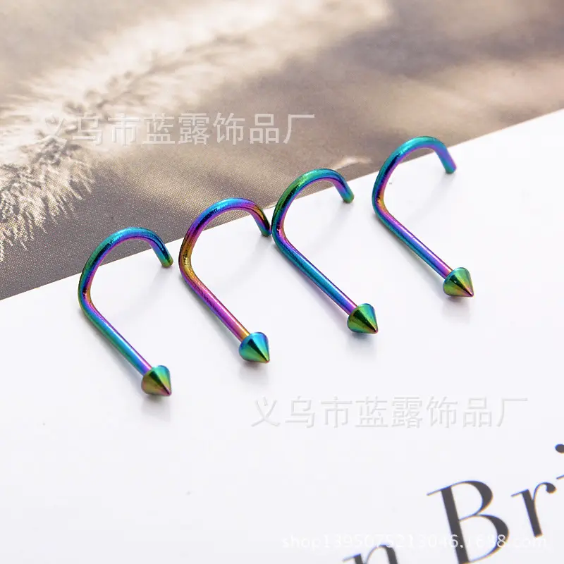 Simple beautiful Stainless Steel Nose Rings Body Piercing Jewelry fish Hook Nose Stud For Women