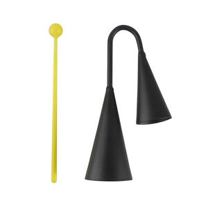 Campana de vaca de doble tono de metal negro esmerilado con doble orejeta, instrumento de percusión Orff - Product Image 1