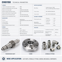 Tour horizontal CNC DRC CK6150-1000, portée maximale 500 mm, système GSK, pour l'usinage d'arbres métalliques
