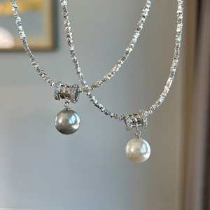 Collar de Plata Pura S925 con Perla Shijia, Luz Fría, Nácar Blanco Australiano, Partículas Grandes, Redondas, Efecto de Luz Fluida - Product Image 5