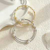 Muses Jewels - Vente flash - Perles d'eau douce naturelles blanches et colorées en forme de goutte - Bijoux en perles plaquées or - Bracelet en cuivre pour femme