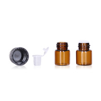Botol Kaca Mini Amber Bening Grosir 1ml 2ml 3ml 5ml untuk Minyak Atsiri, Botol Sampel Mini dengan Tutup Ulir dan Permukaan untuk Sablon