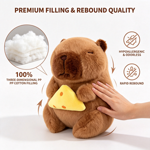 Peluche Capybara douce de 8 pouces, jouet en peluche, poupée animale en peluche tenant une tranche de <span class=keywords><strong>fromage</strong></span>, prix de machine d'arcade de centre commercial, stock direct usine - Product Image 5