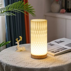 Hiện đại cạnh giường ngủ đèn bàn với gỗ cơ sở điều khiển cảm ứng Dimmable <span class=keywords><strong>LED</strong></span> Battery Powered PLA Chụp đèn cho phòng ngủ và phòng khách - Product Image 6