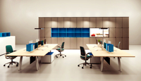Poste de travail de bureau ATWOKA pour 4 personnes, mobilier de bureau moderne avec panneau de séparation