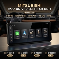 KZS Reproductor Portátil Android 15 de 12.3 Pulgadas con Amplificador DSP, OBD2, Carplay Inalámbrico, GPS y Navegación para Mitsubishi