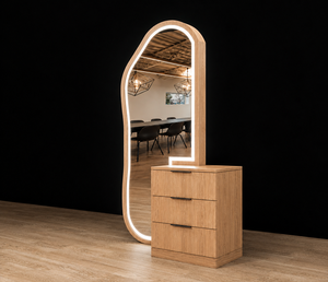 Meubles de salon de coiffure modernes en bois |   Aménagement de salon de luxe nordique |   Stations de coiffure avec miroir LED |   Écologique et personnalisable - Product Image 4