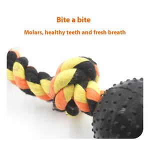 Set tali kunyah Anjing ramah lingkungan, Set tali katun pembersih gigi mainan hewan peliharaan gaya Modern bola untuk anjing grosir - Product Image 3