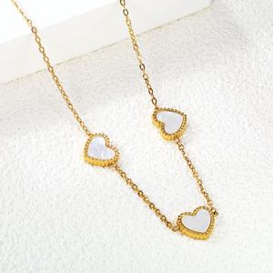 Collar de Acero Inoxidable Chapado en Oro de 18K con Colgante de Concha y Corazón, Joyería Bonita a Prueba de Agua, Cadena que No se Deslustra, para Mujer - Product Image 6