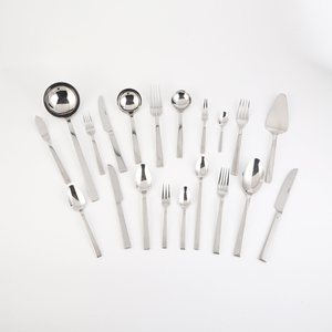 Juego de vajilla de acero inoxidable con mango cuadrado, accesorio para hotel de alta calidad, personalizado - Product Image 4