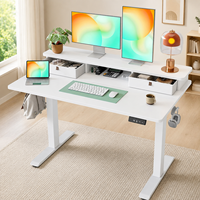 Bureau debout électrique à double moteur de 55 pouces, hauteur réglable, poste de travail informatique avec tiroirs de rangement, support pour ordinateur portable, bureau à domicile