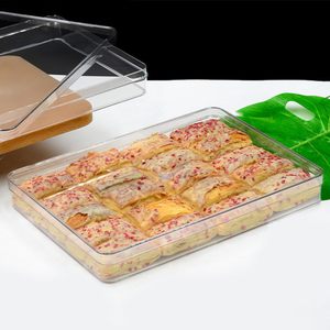 NOVISON Tiramisu Box Large Transparent <b>Food</b> Grade PS <b>Plastic</b> <b>Container</b> Removable Cover Rectangle Shape 1mm Thickness for - Product Image 5