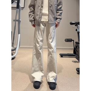 Pantalones Cargo de Algodón Retro Americano para Hombre, de Corte Diagonal, con Bordado de Ojales, Pierna Recta y Micro-Campana, a la Moda - Product Image 5