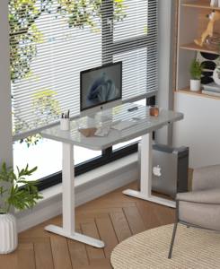 Electric Height-Adjustable Single Motor Computer Gaming Table Iron <strong>Glass</strong> Standing <strong>Desk</strong> With Dual Motor for Office Use - Product Image 1