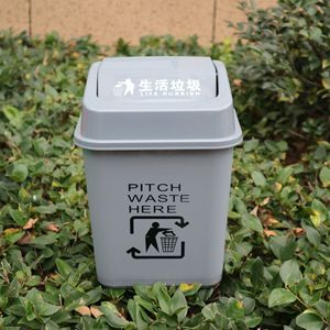 Classified Trash Can 10L Swing Lid Rectangular Indoor Outdoor Waste <b>Bin</b> for Medical Household Use Gray Blue Green <b>Red</b> - Product Image 4
